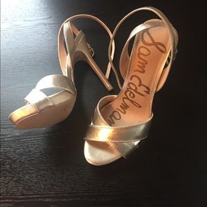 Sam Edelman golden peep toe heel NWB
